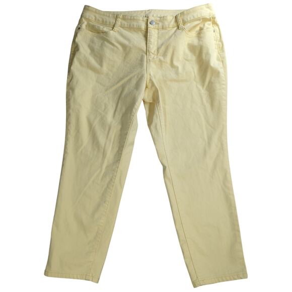 St. John’s Bay Women Yellow Cotton Blend Pants Size 20W / 2W Casual Straight Leg - Picture 1 of 12